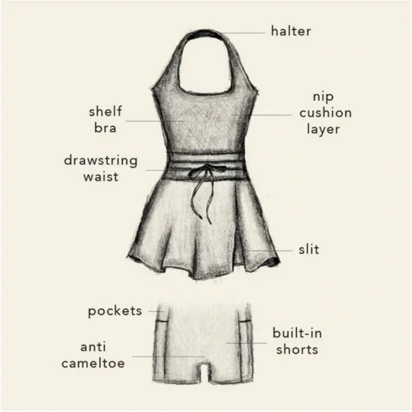 NWT BLOGILATES Women’s Game Set Match Halter Active Dress. Blue S - Picture 13 of 13